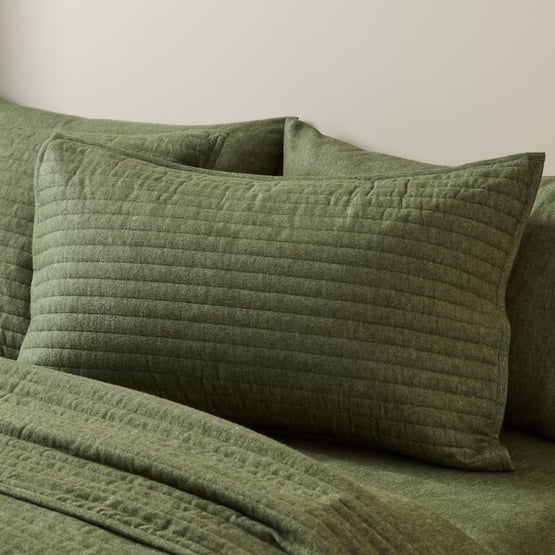 Melange Olive Flannel Quilted Pillowcases