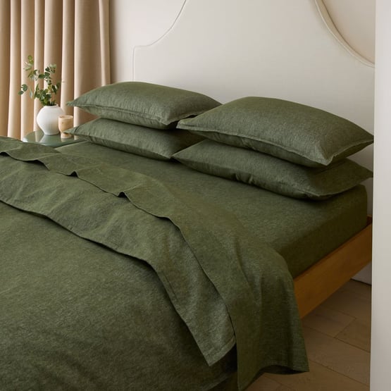 Melange Olive Flannel Quilt Cover Set + Separates