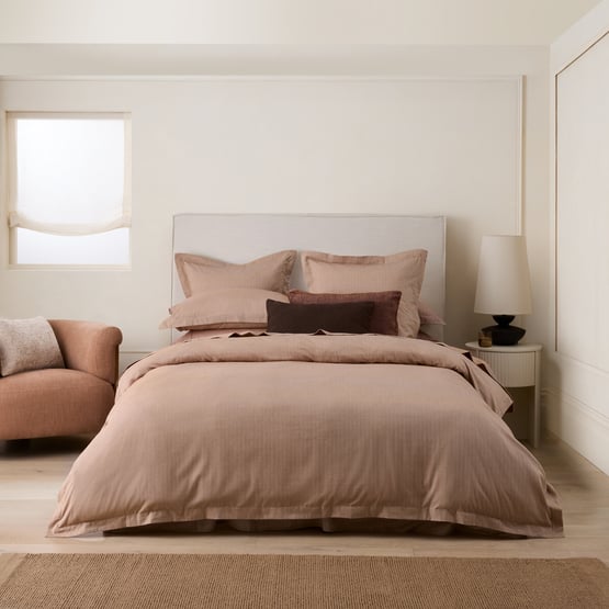 Brushed Cotton Chestnut Cashmere Herringbone Quilt Cover Set + Separates