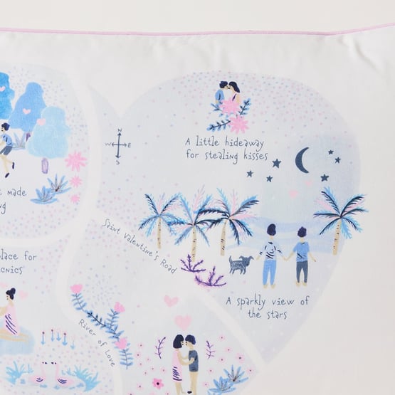 Map Of My Heart White Text Pillowcase