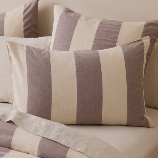 Atlas Natural & Raisin Stripe Pillowcases