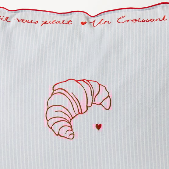Mothers Day Blue Un Croissant Embroidered Pillowcase