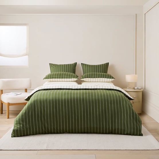 Bayes Chive Stripe Quilt Cover Set + Separates