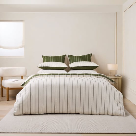 Bayes Chive Stripe Quilt Cover Set + Separates
