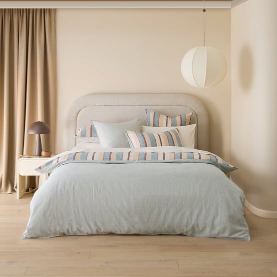 Linen Cotton Nordic Blue Harbour Stripe Quilt Cover Set + Separates