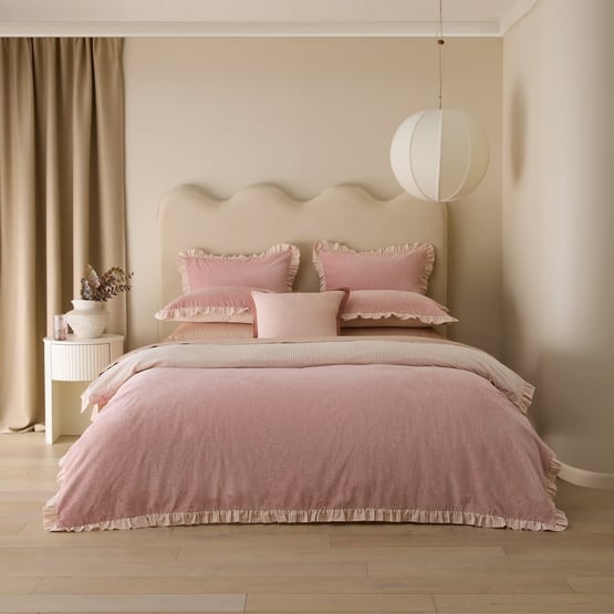 Vienna Ruffle Velvet Rose Quilt Cover Set + Separates