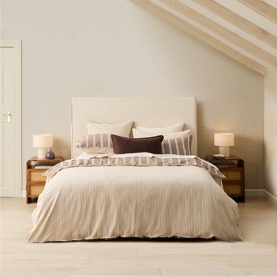 Nutmeg Stripe Linen Cotton Quilt Cover Set + Separates