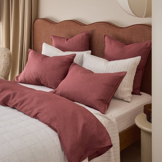 Vintage Washed Linen Redwood Quilt Cover Separates