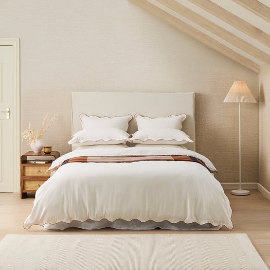 Hallie Scallop Coconut & Pecan Quilt Cover Set + Separates