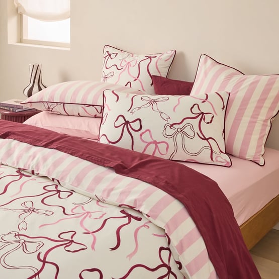 Isabelle White Bow Quilt Cover Set + Separates