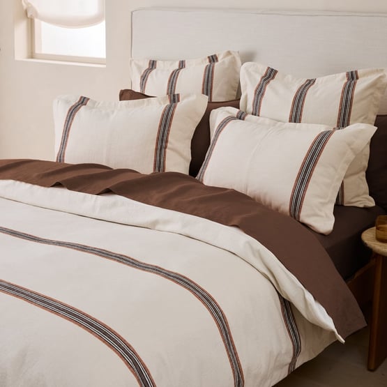 Henri Stripe Natural & Umber European Pillowcase