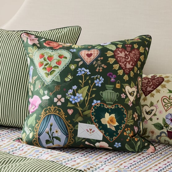 Fleur Harris All My Hearts Green Pillowcase