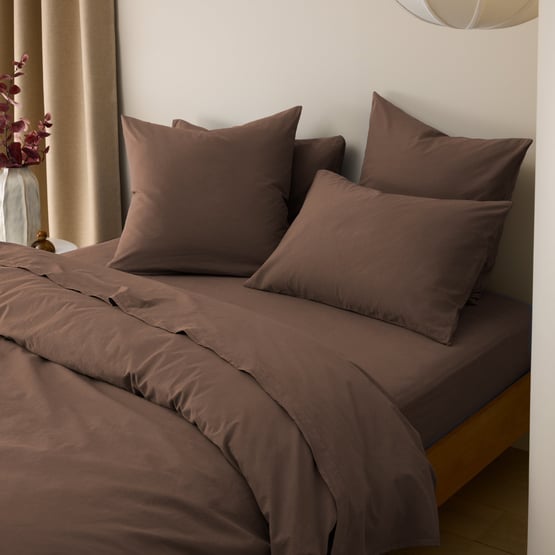 Stonewashed Cotton Chocolate Bedlinen Quilt Cover Separates