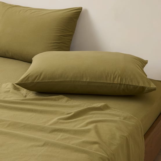 Stonewashed Cotton Olive Sheet Separates