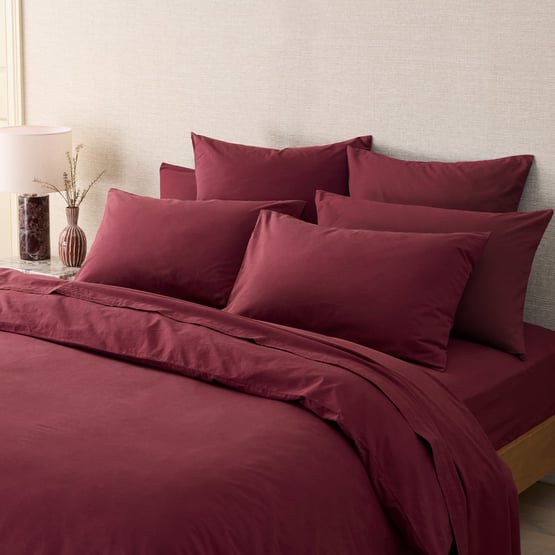 Stonewashed Cotton Burgundy Pillowcases