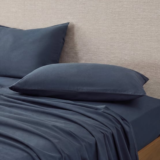 Stonewashed Cotton Midnight Navy Pillowcases