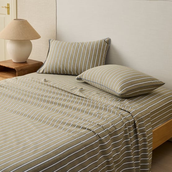 Yarn Dyed Olive Avery Stripe Sheet Set