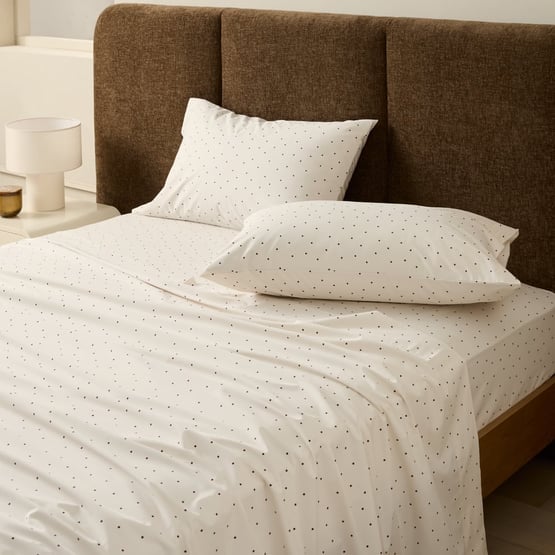 Polka Dots Coconut & Chocolate Printed Sheet Set