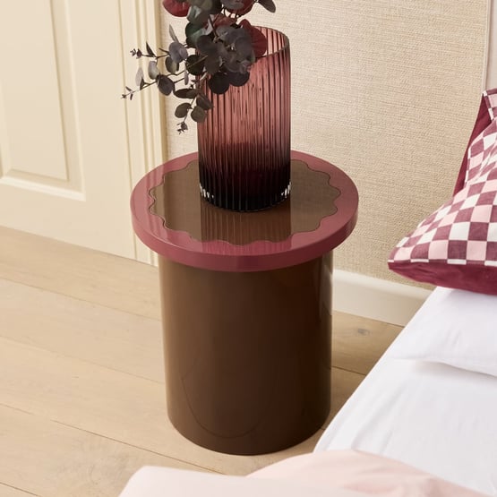 Clover High Gloss Chocolate & Plum Side Table