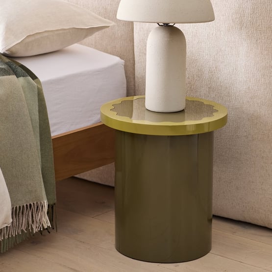 Clover High Gloss Olive & Chartreuse Side Table