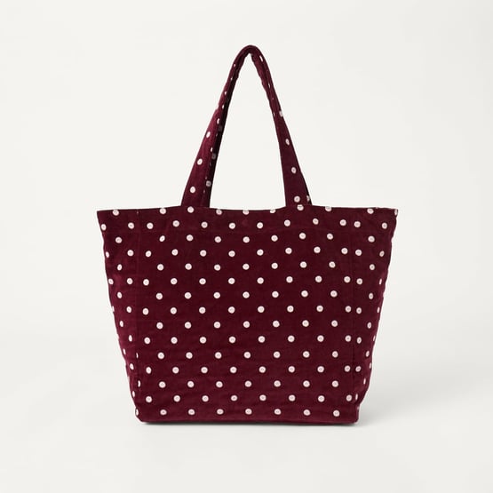 Burgundy Polka Dot Tote Bag