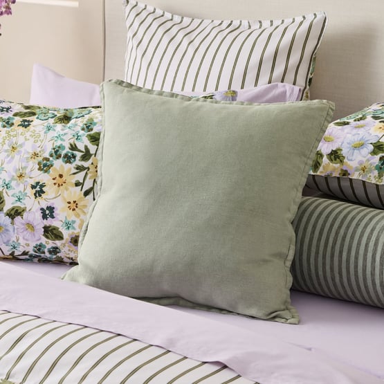 Belgian Gum Leaf Vintage Washed Linen Cushion