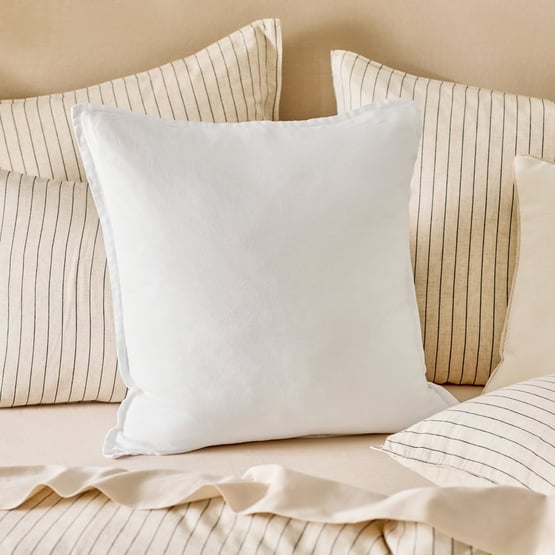 Belgian White Vintage Washed Linen Cushion