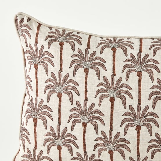 Delhi Hathelee Palm Woodblock Linen Cushion