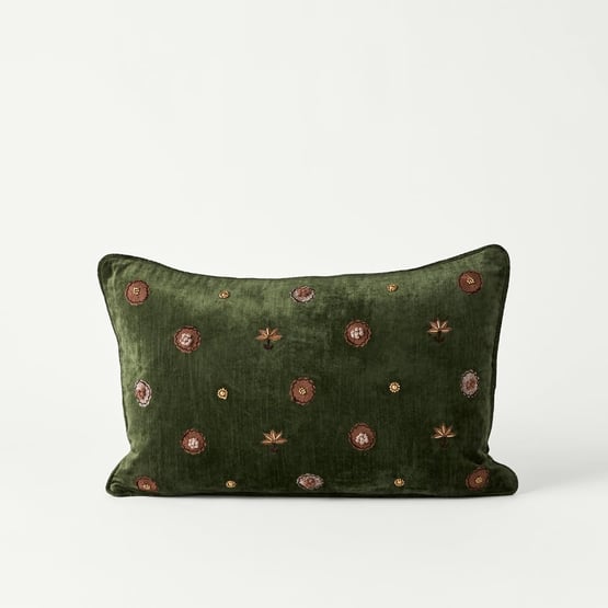 Aurora Velvet Ivy Floral Cushion