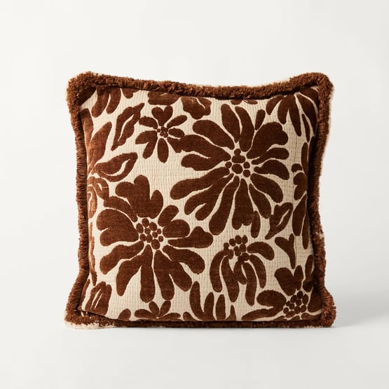 Zinnia Brown Sugar Floral Cushion