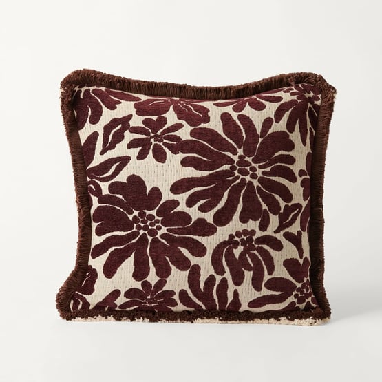 Zinnia Chocolate Floral Cushion