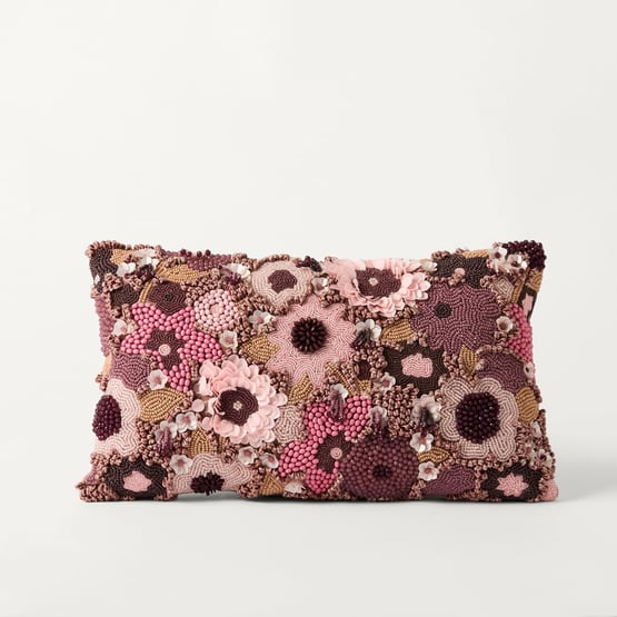 Ember Floral Beaded Mulberry Cushion