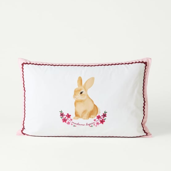 Easter Madame Lapin White Text Pillowcase