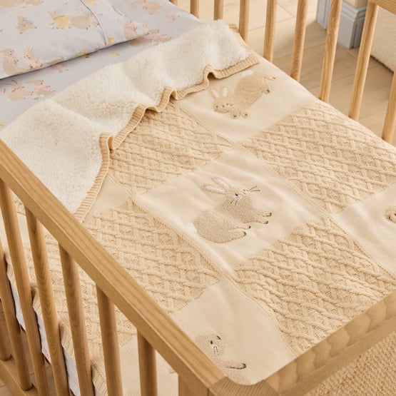 Easter Bunnies Natural Sherpa Baby Blanket