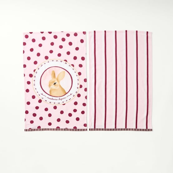 Easter Bunny Rose Spot Tea Towel Pack of 2