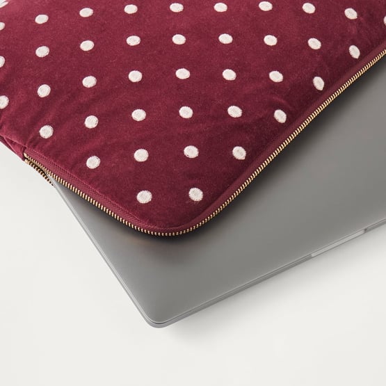 Burgundy Polka Dot Laptop Cover