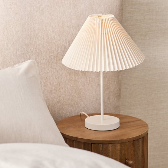 Pleats Coconut Milk & Linen Table Light