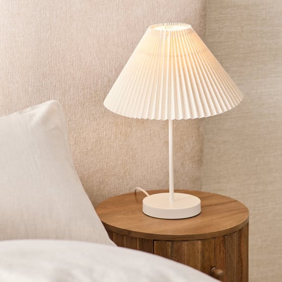 Pleats Coconut Milk & Linen Table Light