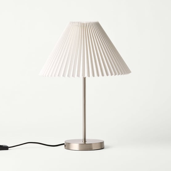 Pleats Nickel & Off White Table Light