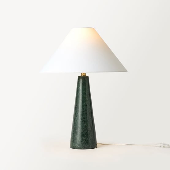 Gatsby Tapered Ivy Green & Off White Marble Table Light