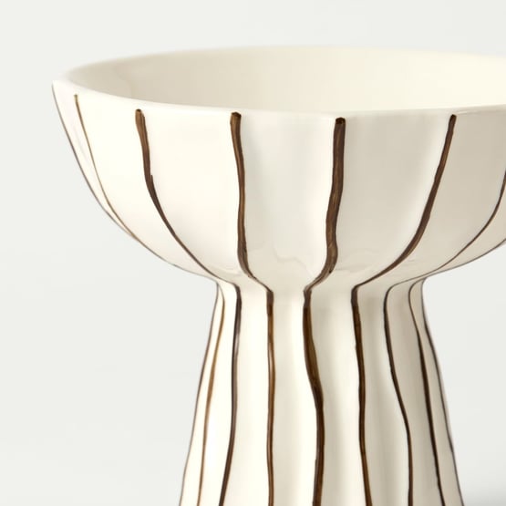 Linea Pedestal Cream & Chocolate Bowl