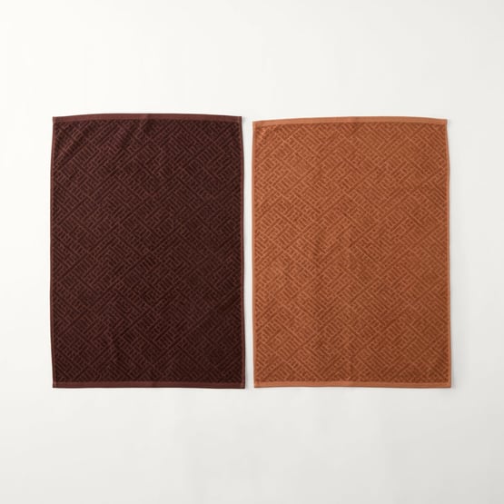 Aya Umber & Raisin Cotton Bamboo Tea Towel Pack of 2 