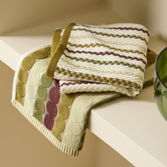 Mimi Olive & Chocolate Cotton Bamboo Tea Towel Pack of 2