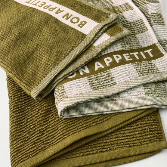 Australian Cotton Olive Tea Towels Pack of 3