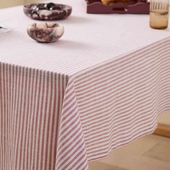 Seville Mulberry Stripe Table Linen Tablecloth