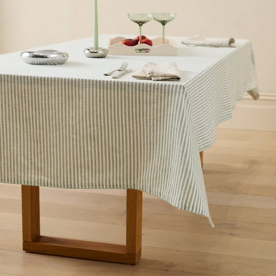 Seville Seagrass Stripe Linen Tablecloth