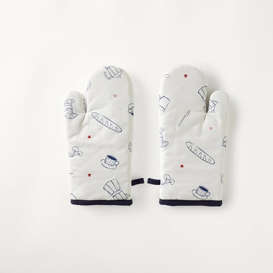 Petit Dejeuner Blue Oven Mitts Pack of 2
