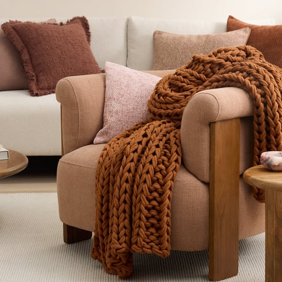 Newport Umber Chunky Knit Throw