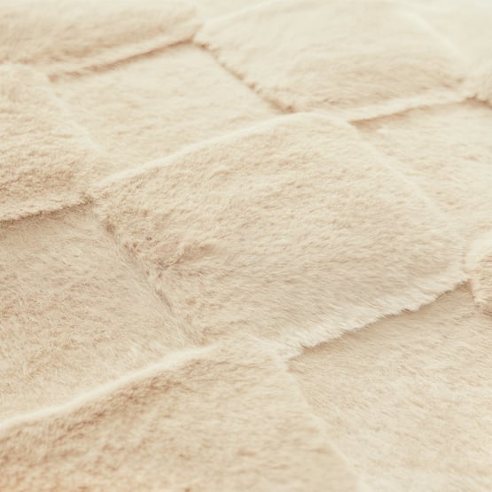 Clea Natural Check Recycled Fur Blanket