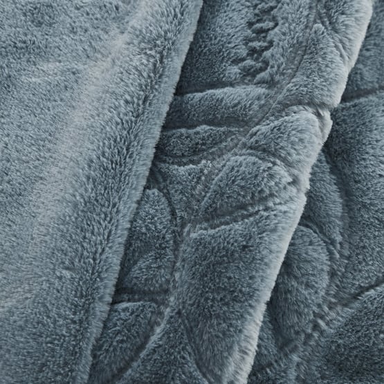 Game Day Recycled Faux Fur Quilted Blue Blanket